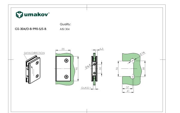 Edelstahl V2A Türbeschlag Scharniere für Schwingtür Glastür Pendeltür geschliffen K320